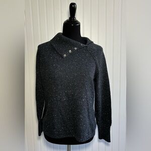 J. Jill Womens Asymmetrical Button Collar Sweater Dark Gray Size Medium